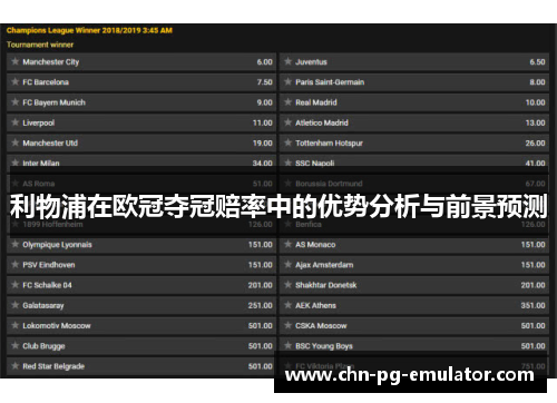 利物浦在欧冠夺冠赔率中的优势分析与前景预测 利物浦在欧冠夺冠赔率中的优势分析与前景预测